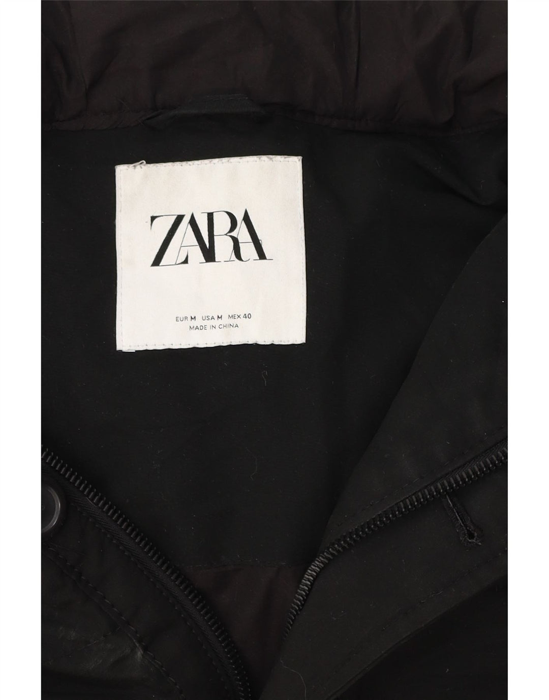 Jachetă căptușită cu glugă pentru bărbați Zara UK 38 Medium Black