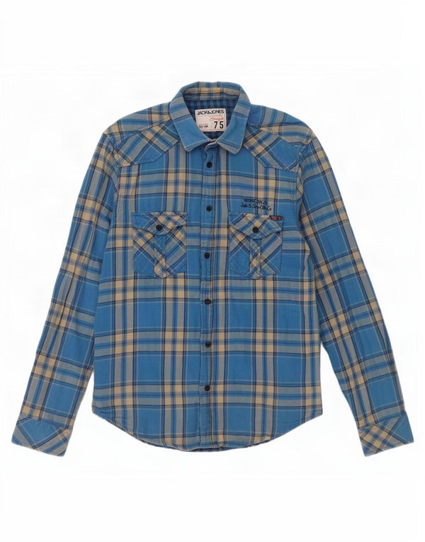 Jack & Jones Chemise En Flanelle De Coton À Carreaux Bleu Moyen Femme