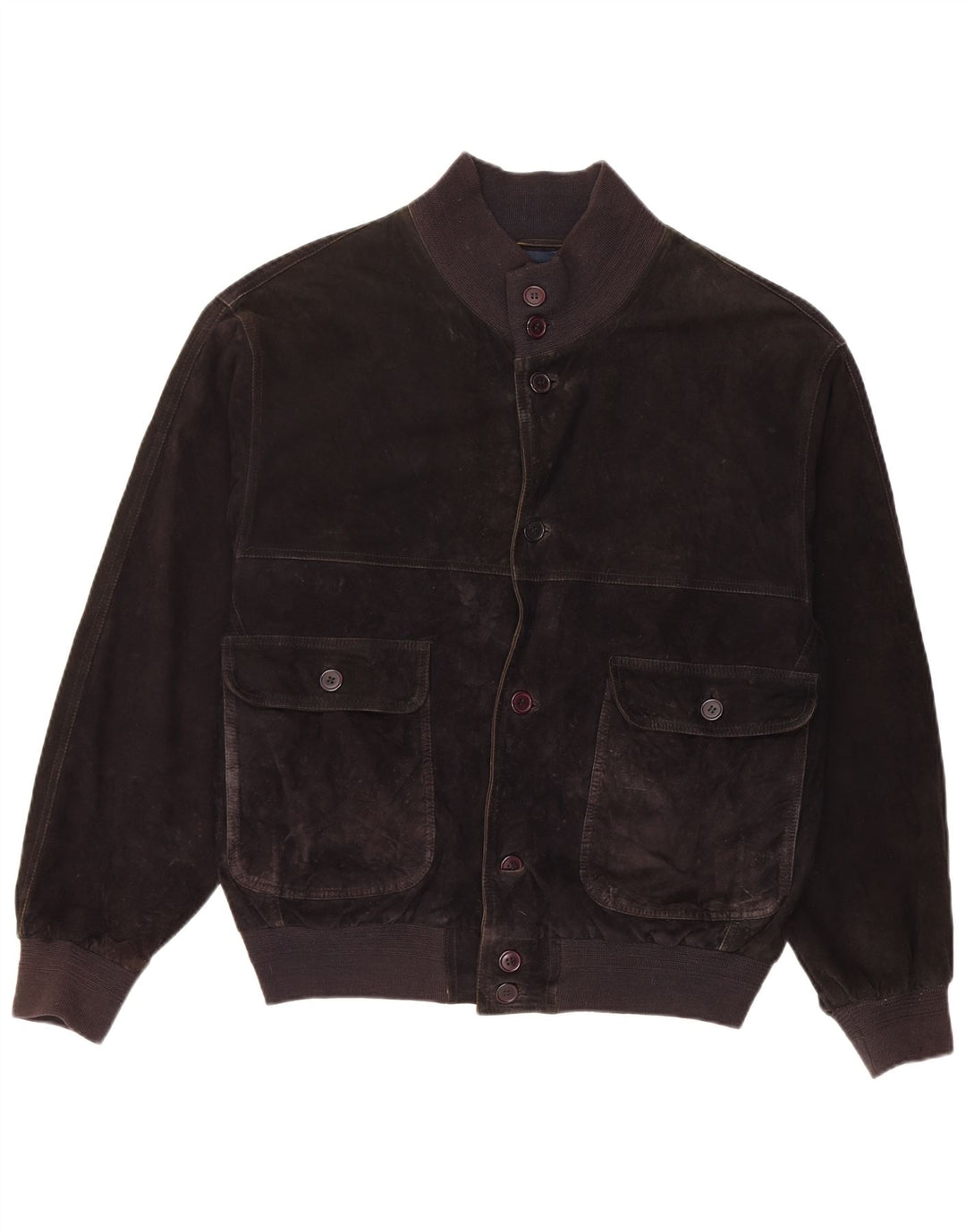 Vintage hombres ante bomber chaqueta IT 48 cuero negro medio