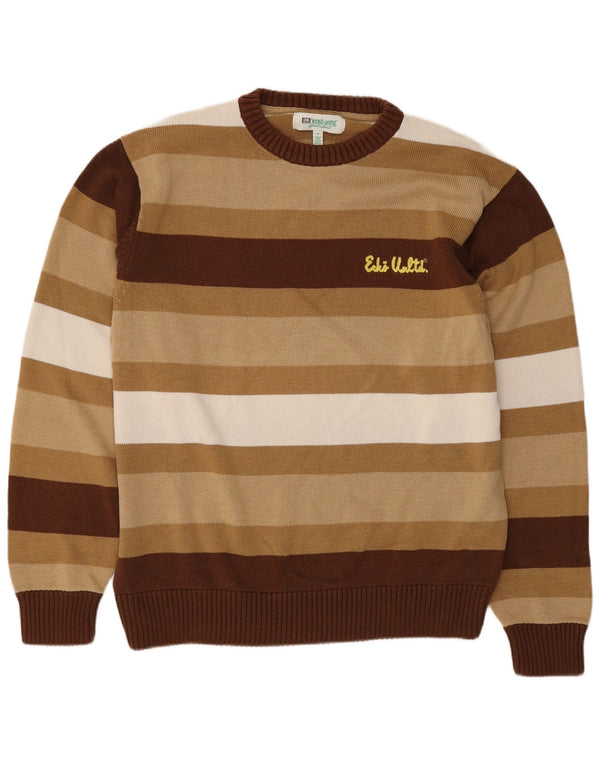 Maglione da uomo girocollo Ecko Unltd in cotone a righe marrone medio