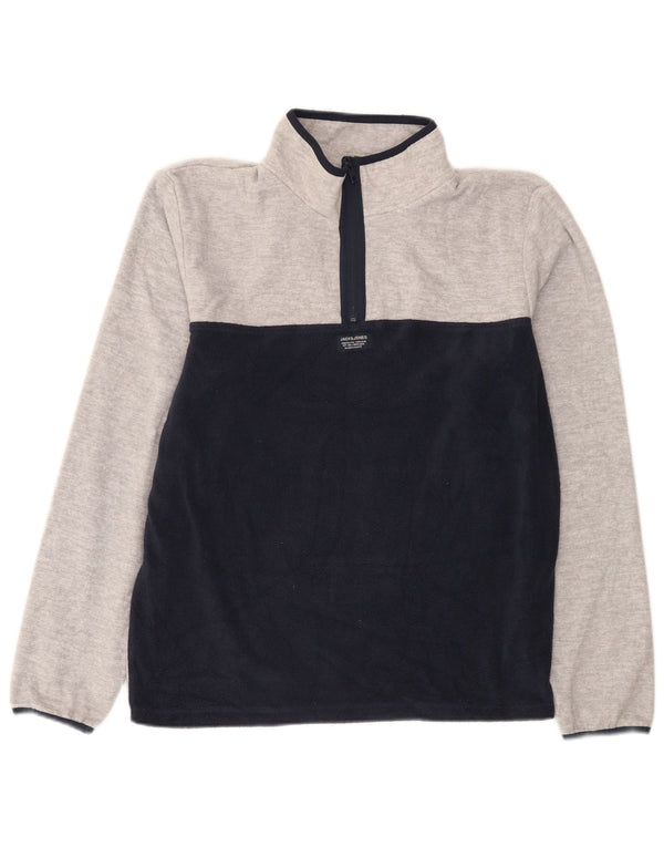 Jack & Jones Fleece Jumper med lynlås til mænd Medium Grå Colourblock Polyester