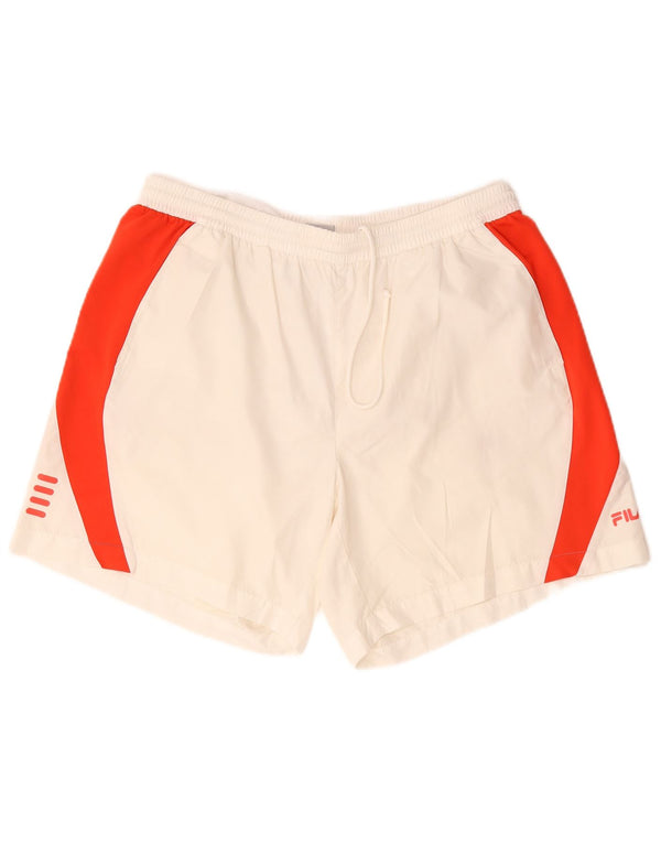 Pantaloncini sportivi da uomo Fila Large in poliestere color block bianco