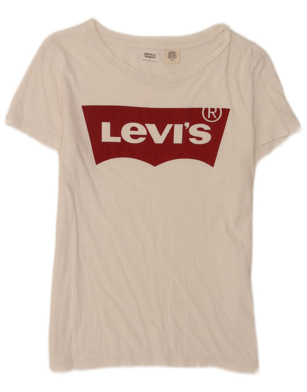 Levi's T-Shirt Graphique Femme UK 10 Small Blanc
