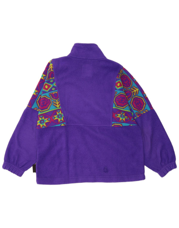 Cape Horn Mens Zip Neck Fleece Jumper Medium Purple Geometric