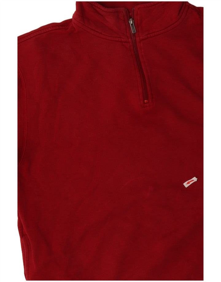 L.L.Bean Mens Zip Neck Sweatshirt Jumper Large Red Cotton