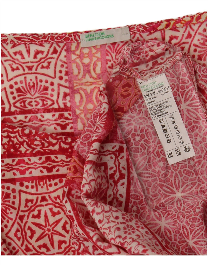 BENETTON Womens Tunic Top One Size Red Patchwork Viscose