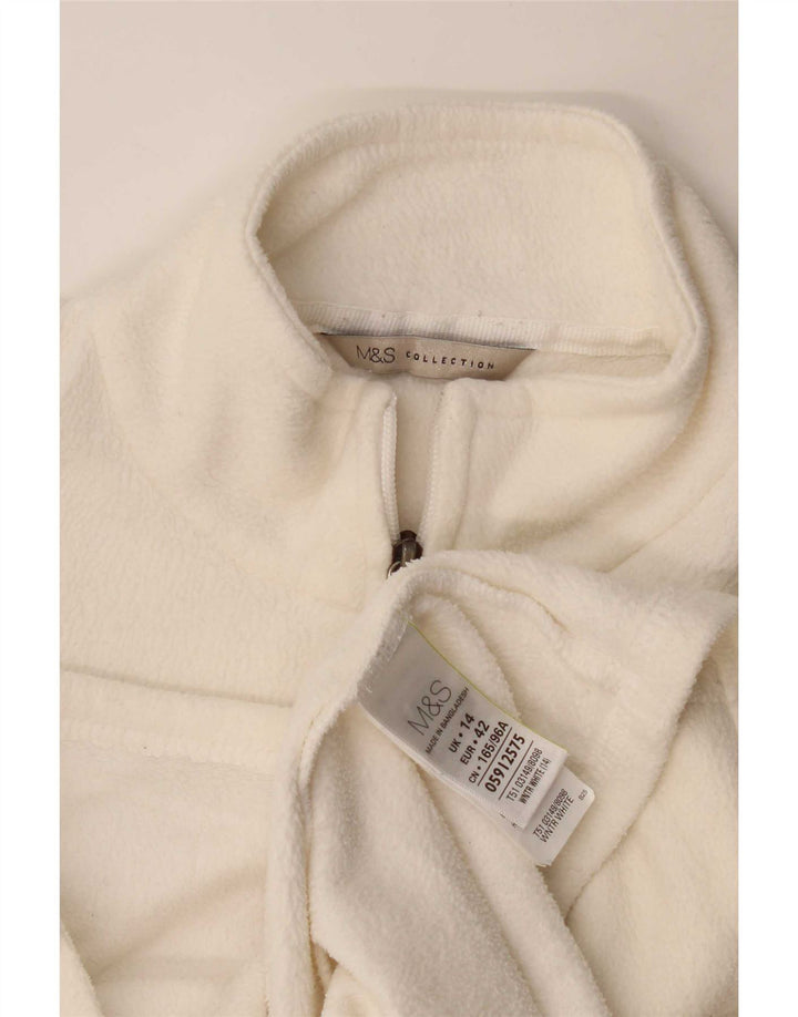 Marks & Spencer Womens Fleece Jacket UK 14 Large White Polyester