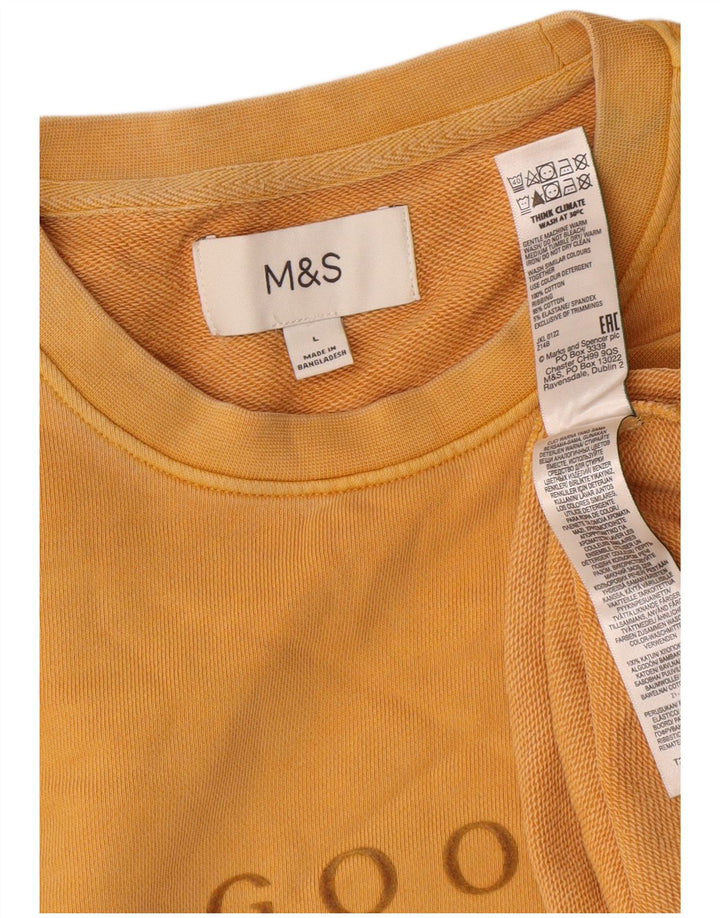 Marks & Spencer Mens Graphic Sweatshirt Jumper Large Yellow Cotton