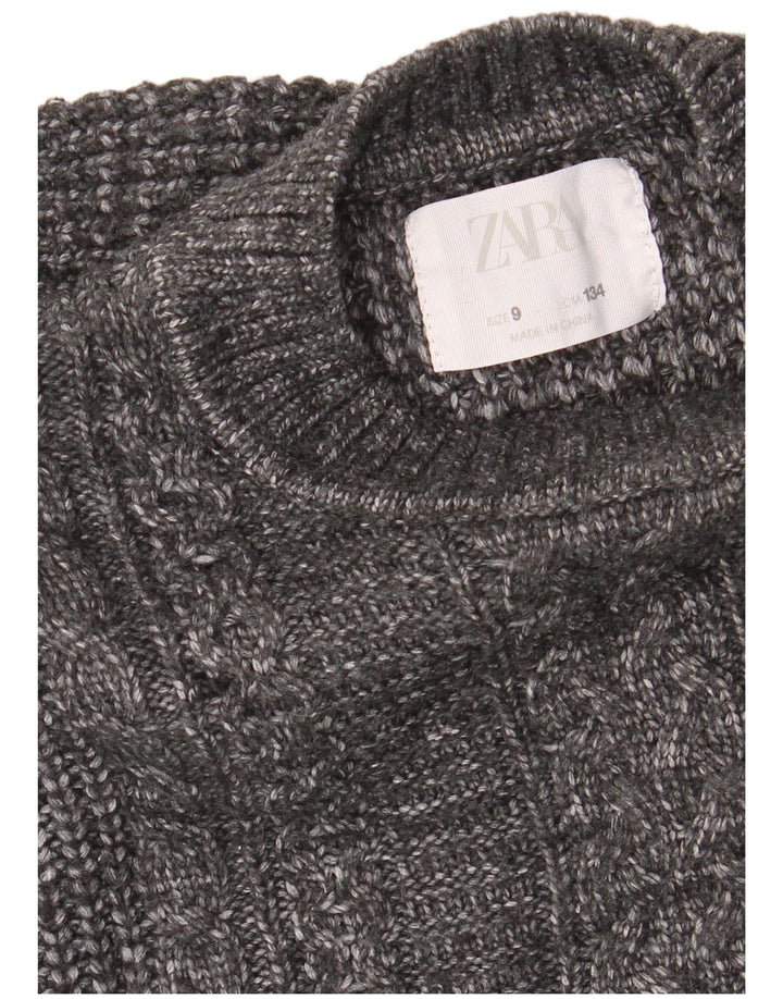 ZARA Boys Turtle Neck Jumper Sweater 8-9 Years Grey Flecked Polyester