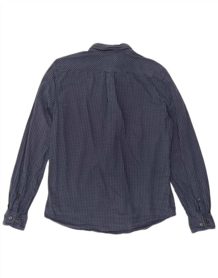 TIMBERLAND Mens Regular Fit Shirt Medium Navy Blue Gingham Cotton