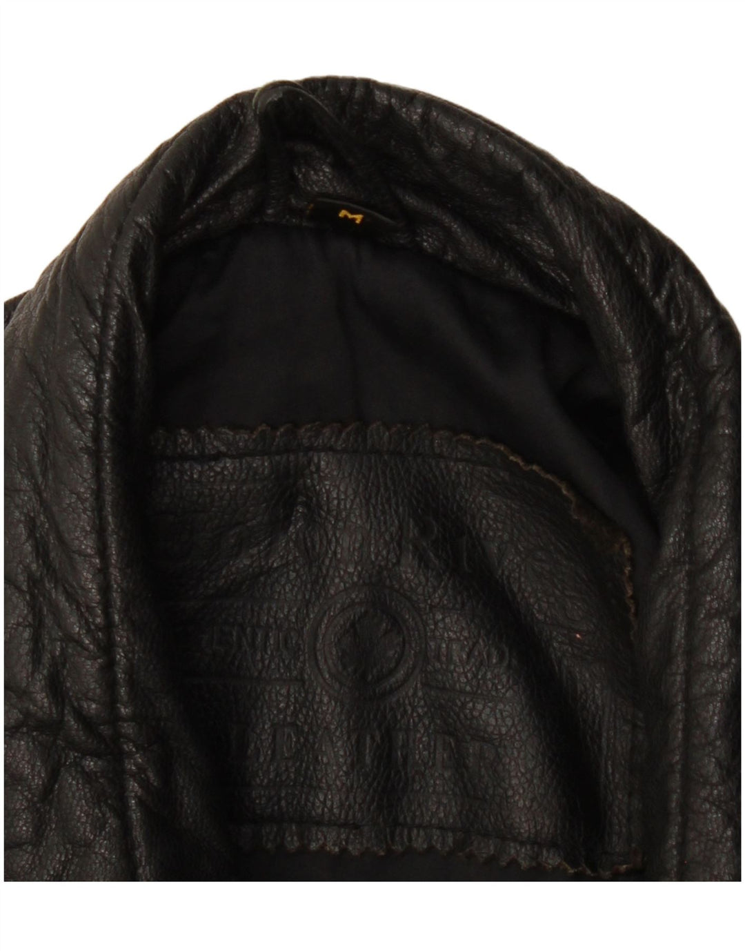 Vintage Mens Leather Coat UK 38 Medium Black Leather