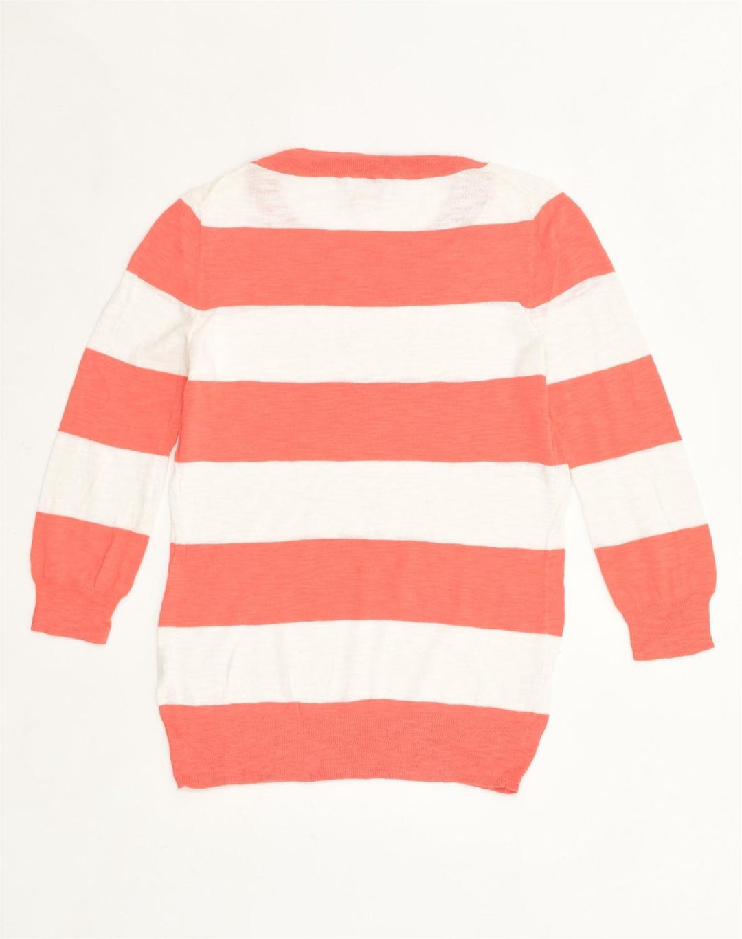 J. CREW Womens Crew Neck Jumper Sweater UK 4 XS Orange Striped Cotton | Vintage J. Crew | Thrift | Second-Hand J. Crew | Used Clothing | Messina Hembry 