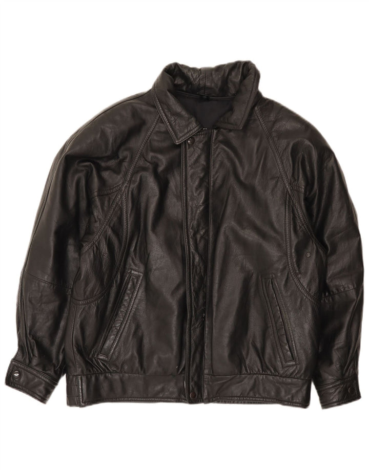 Jaqueta de couro masculina vintage IT 48 média preta