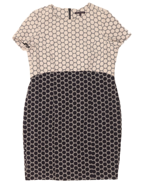 Marks & Spencer Womens Sheath Dress UK 20 2XL Navy Blue Spotted Cotton