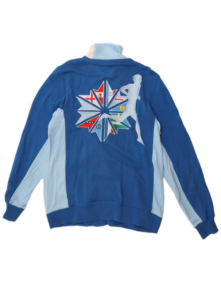 Reebok Mens Graphic Tracksuit Top Jacket Large Blue Colourblock Cotton
