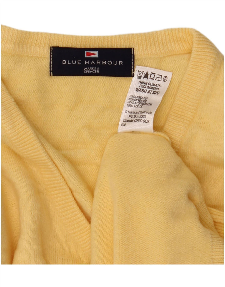 Męski sweter MARKS & SPENCER Blue Harbor z dekoltem w kształcie litery V, średniożółty