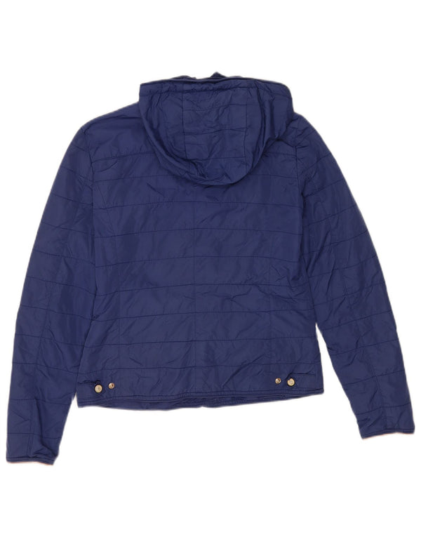Massimo Dutti Damen Steppjacke mit Kapuze, EU 36, kleines blaues Nylon
