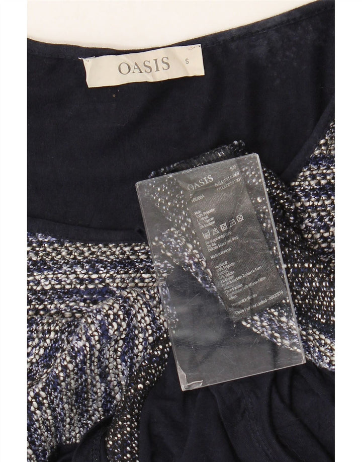 Top damski Oasis z długim rękawem, UK 10, mały, granatowy, poliestrowy w paski