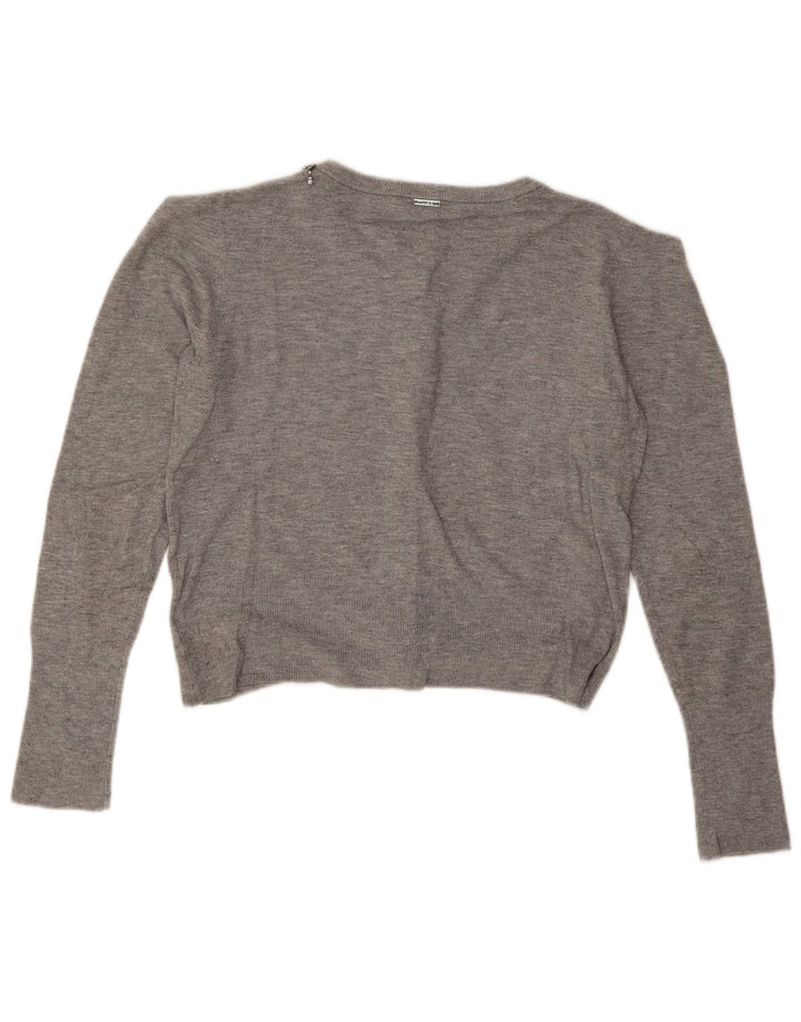 Liu Jo Womens Crop Cardigan Sweater UK 12 Medium Grey