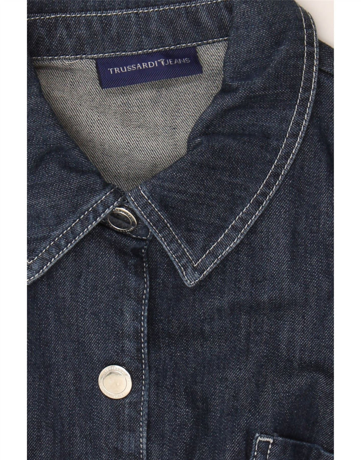 TRUSSARDI JEANS Womens Denim Jacket IT 46 Large Blue Cotton Vintage Trussardi Jeans and Second-Hand Trussardi Jeans from Messina Hembry 