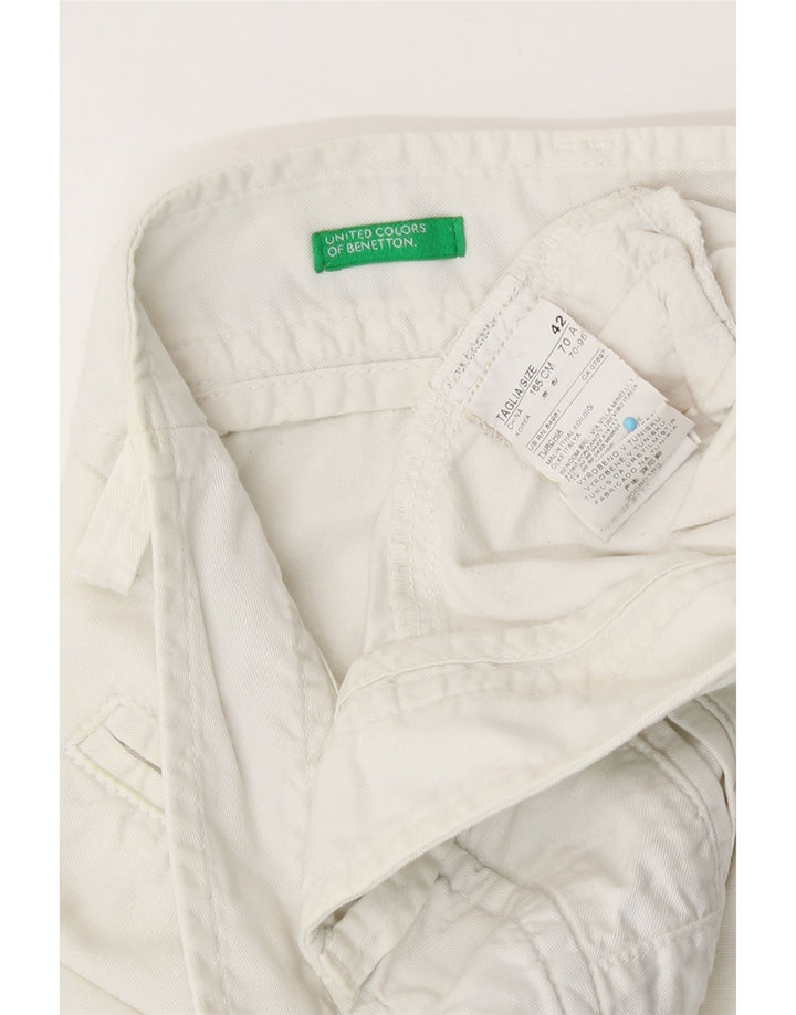 Benetton Womens Chino Shorts IT 42 Medium W30  White Cotton