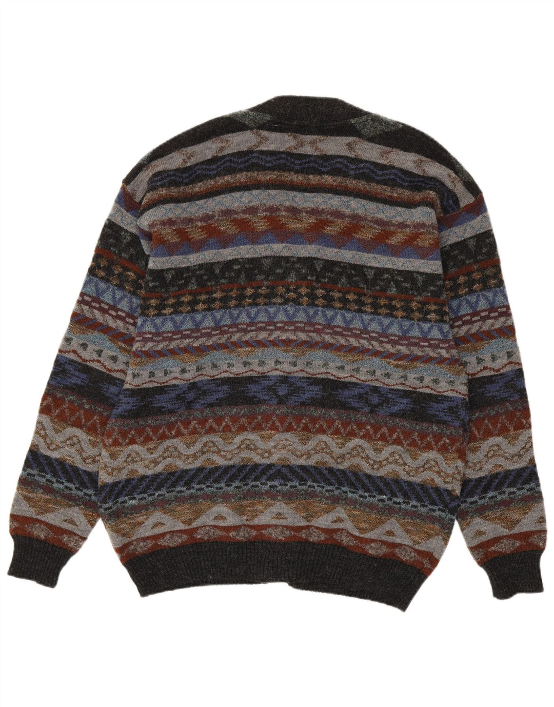 COMPASS CARD Cardigan Homme Pull IT 52 Large Gris Géométrique Laine