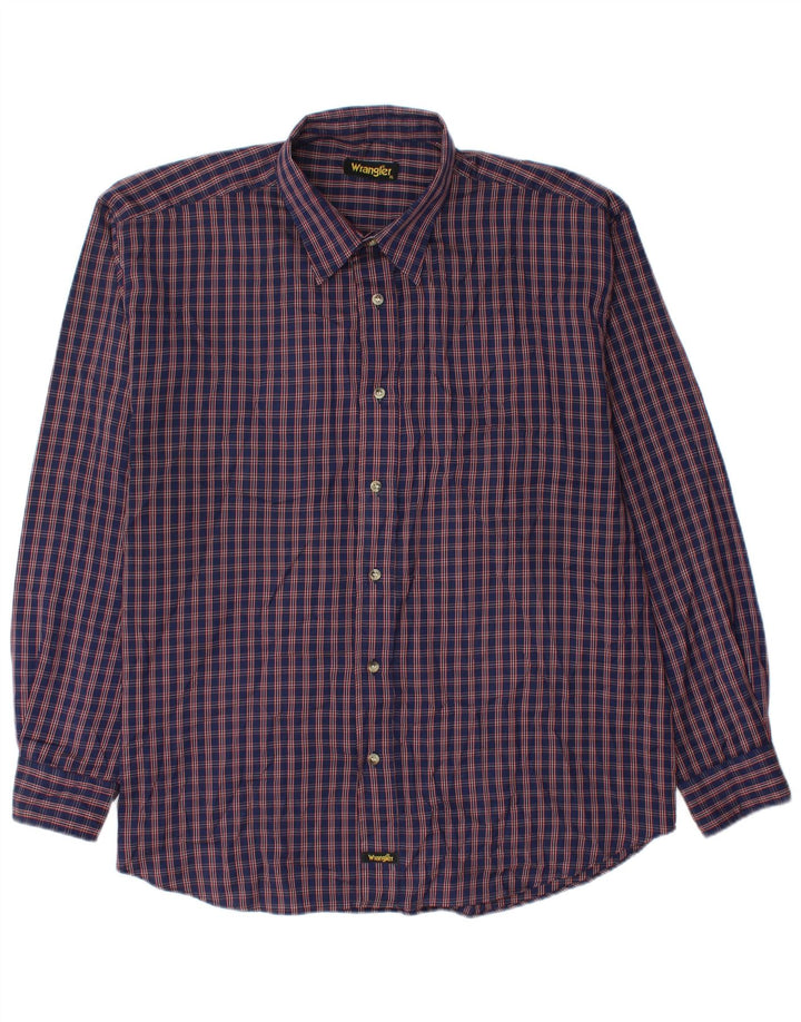 WRANGLER Mens Flannel Shirt XL Navy Blue Check