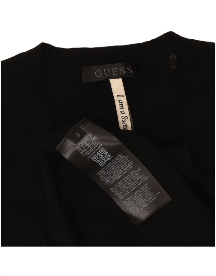 Guess Womens Crop Top Long Sleeve UK 8 Small Black Viscose
