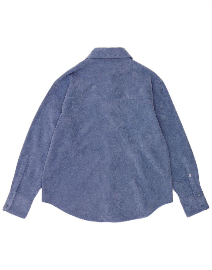 Zara Womens Corduroy Shirt UK 14 Medium Blue Polyester