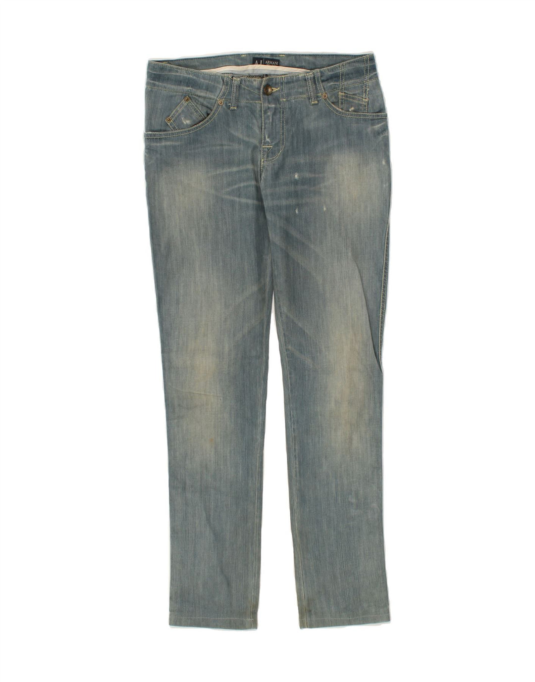 ARMANI Womens Slim Jeans W26 L30 Blue Cotton Vintage Armani and Second-Hand Armani from Messina Hembry 