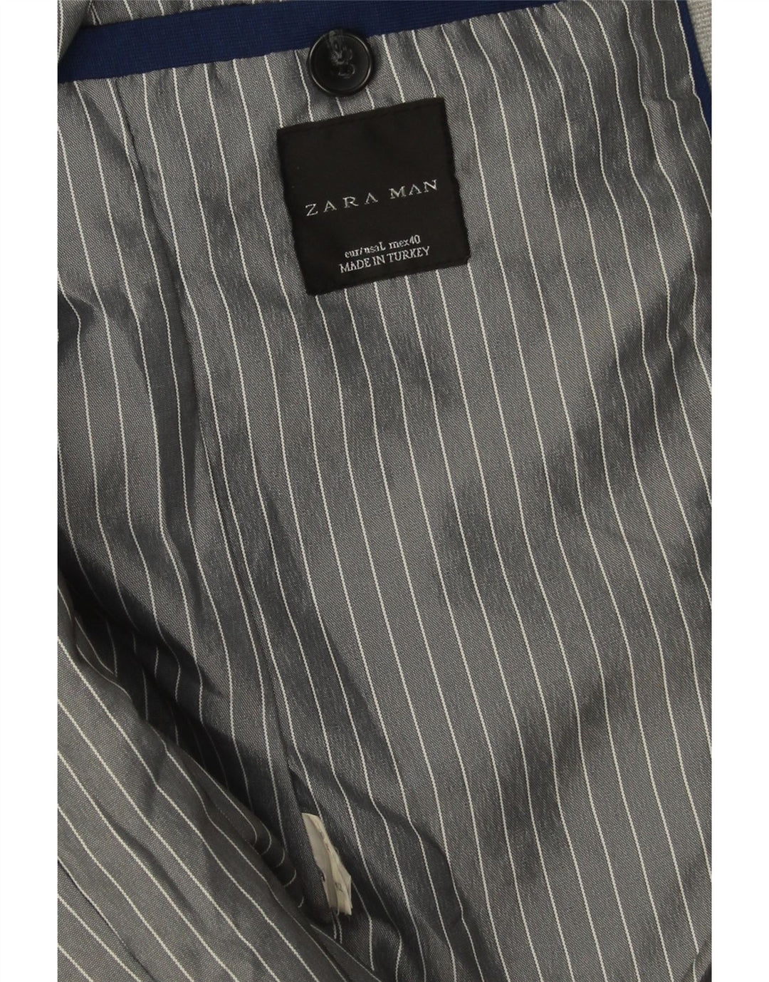 Zara Mens 1 Button Blazer Jacket UK 40 Large Grey