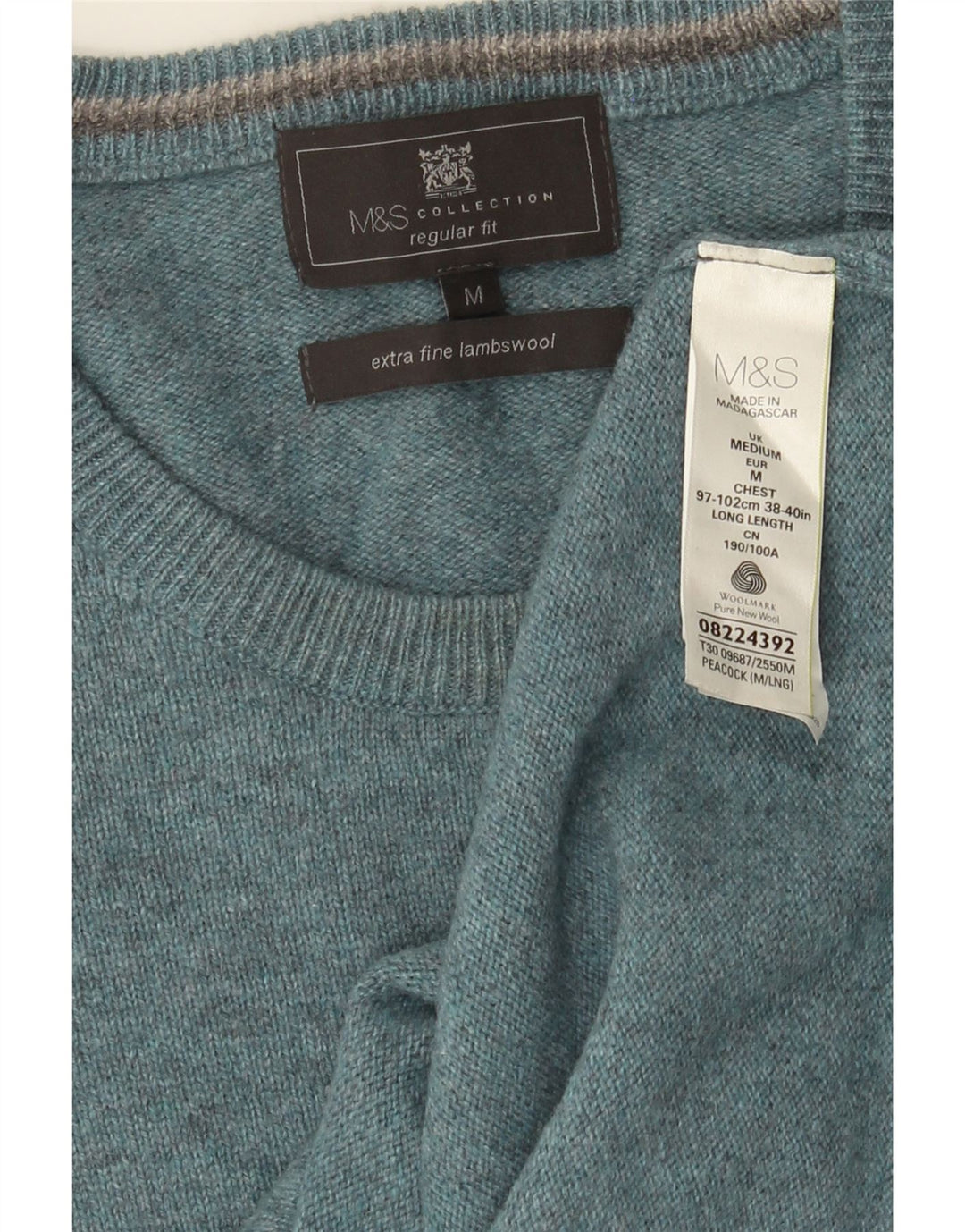 Marks & Spencer Mens Crew Neck Jumper Sweater Medium Blue Flecked