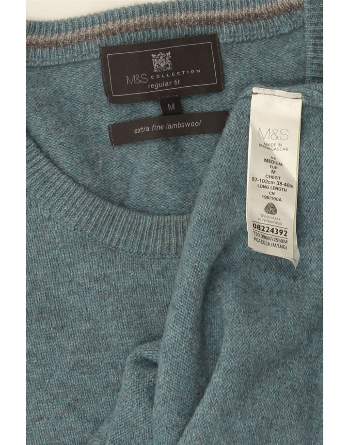 Marks & Spencer Mens Crew Neck Jumper Sweater Medium Blue Flecked