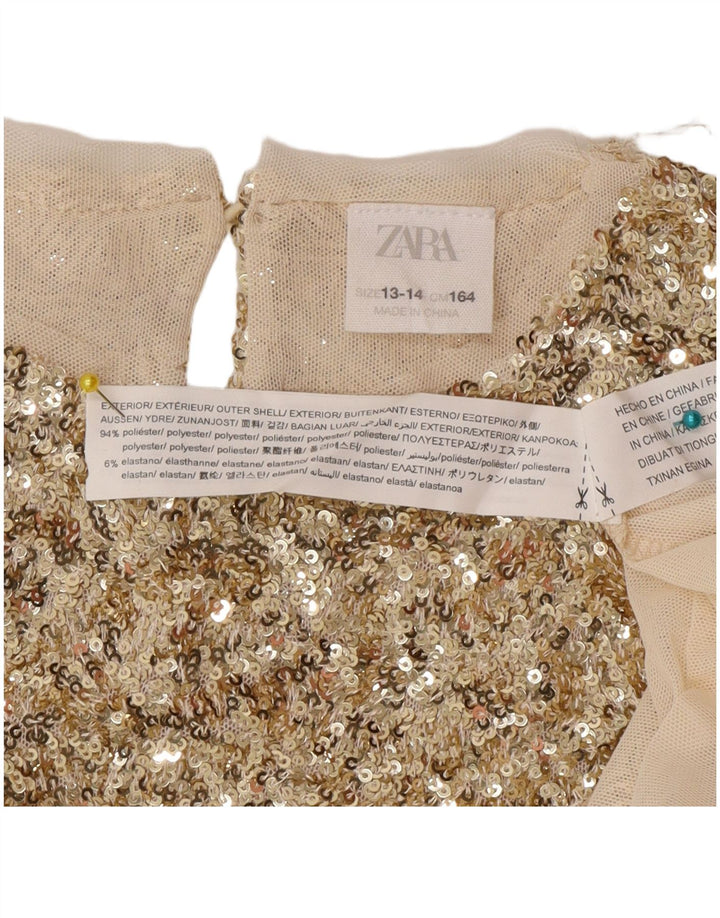 Zara Girls Blouse Top 13-14 Years Gold Polyester
