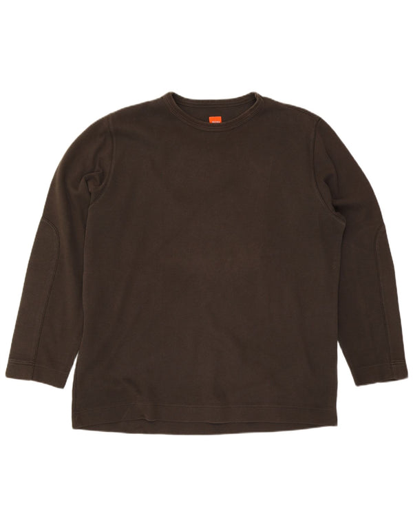Hugo Boss Mens Top Manga Longa 2XL Algodão Cáqui