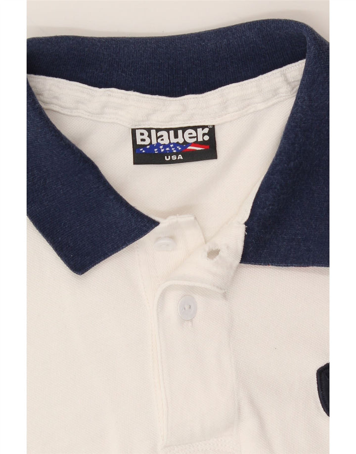 BLAUER Mens Polo Shirt Large White Vintage Blauer and Second-Hand Blauer from Messina Hembry 