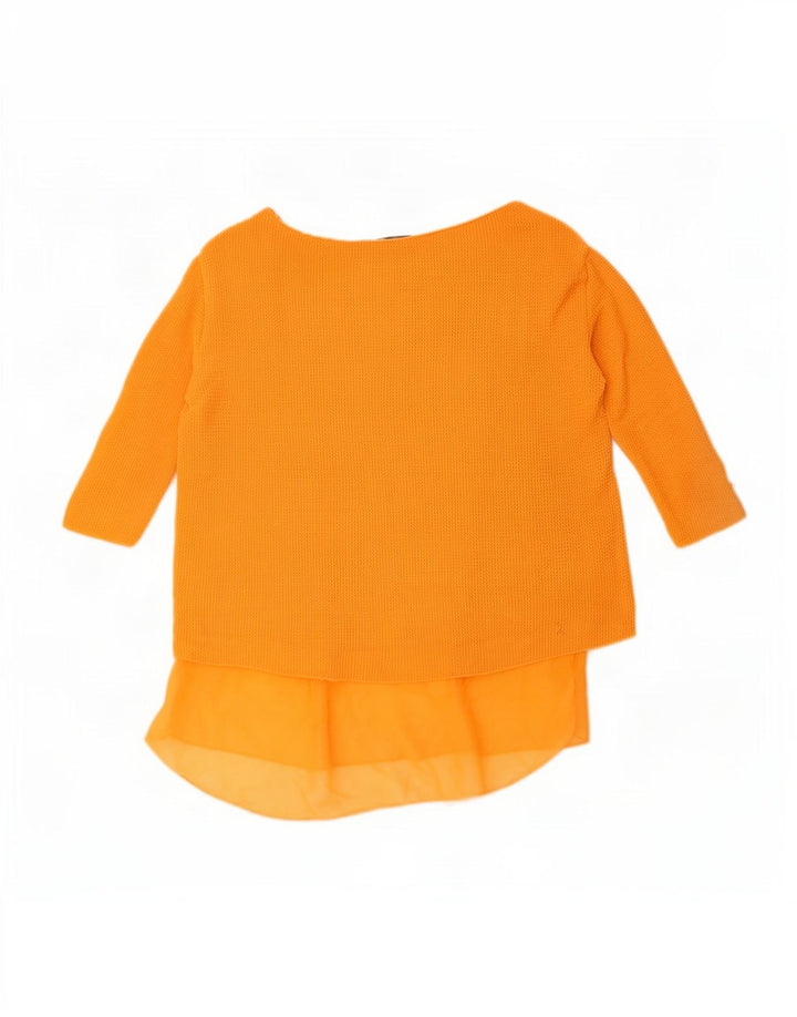 Zara Womens Top 3/4 Sleeve UK 10 Small Orange