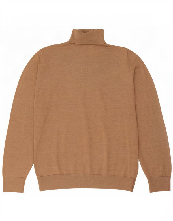Gap Mens Roll Neck Jumper Sweater Large Beige Flecked Merino Wool