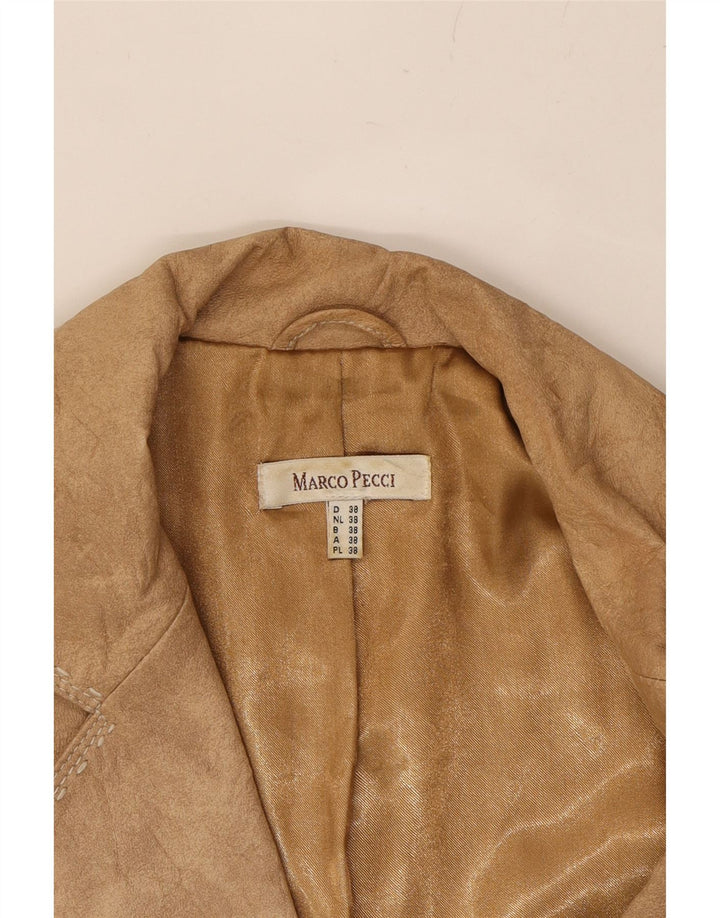 MARCO PECCI Womens 3 Button Blazer Jacket EU 38 Medium Beige Leather Vintage Marco Pecci and Second-Hand Marco Pecci from Messina Hembry 
