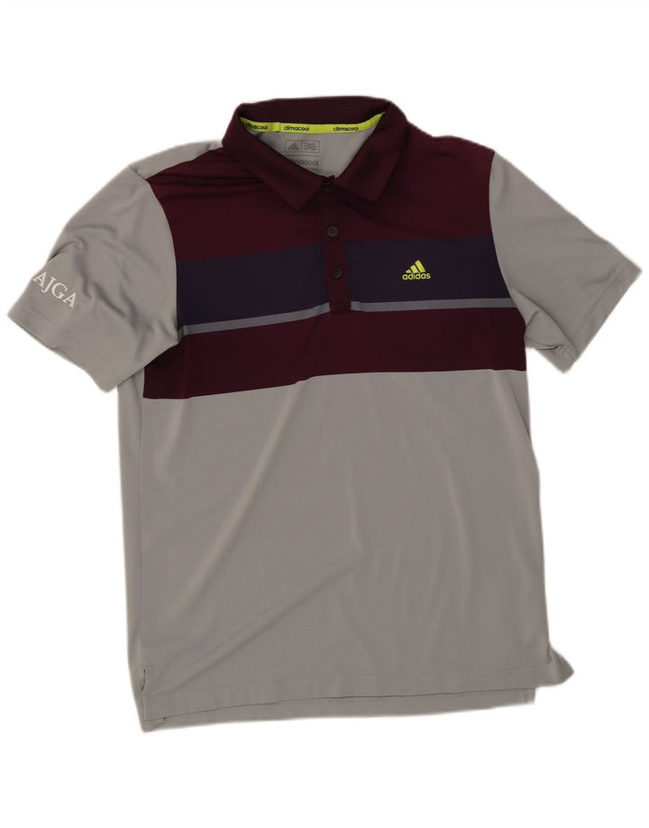 Adidas Mens Climacool Polo Shirt Small Grey Colourblock Polyester
