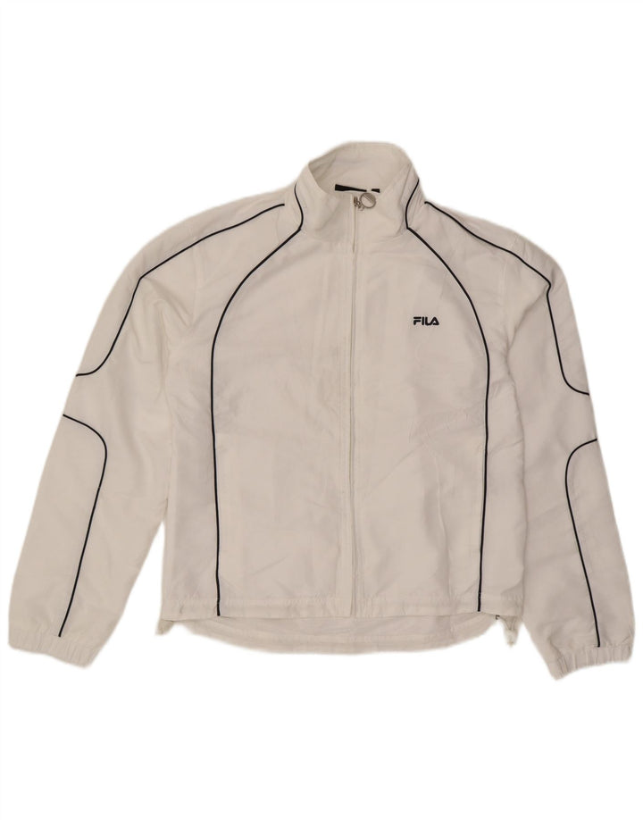 Fila Womens Tracksuit Top Jacket UK 16 Large White Polyester