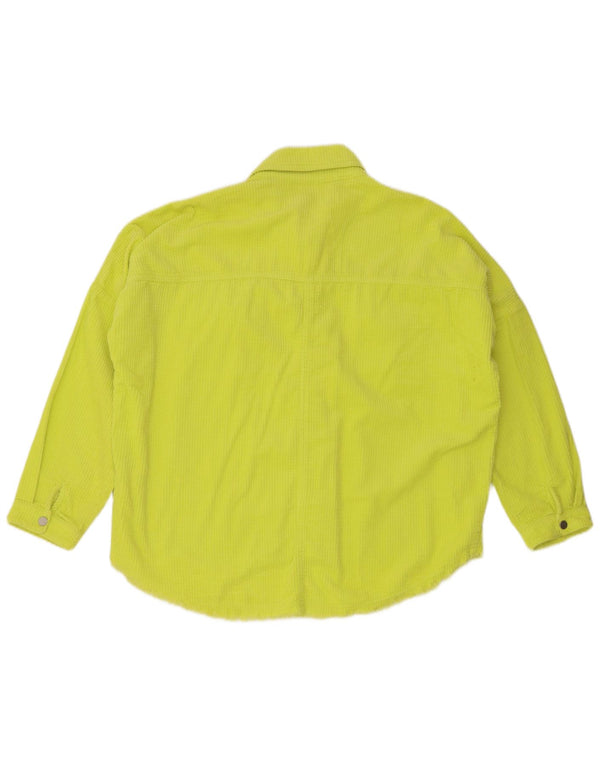 Zara Chemise surdimensionnée en velours côtelé pour femme UK 14 Coton jaune moyen