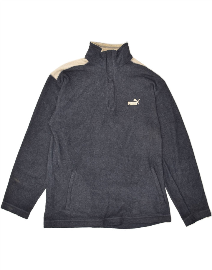 PUMA Mens Zip Neck Fleece Jumper Small Grey Polyester Vintage Puma and Second-Hand Puma from Messina Hembry 