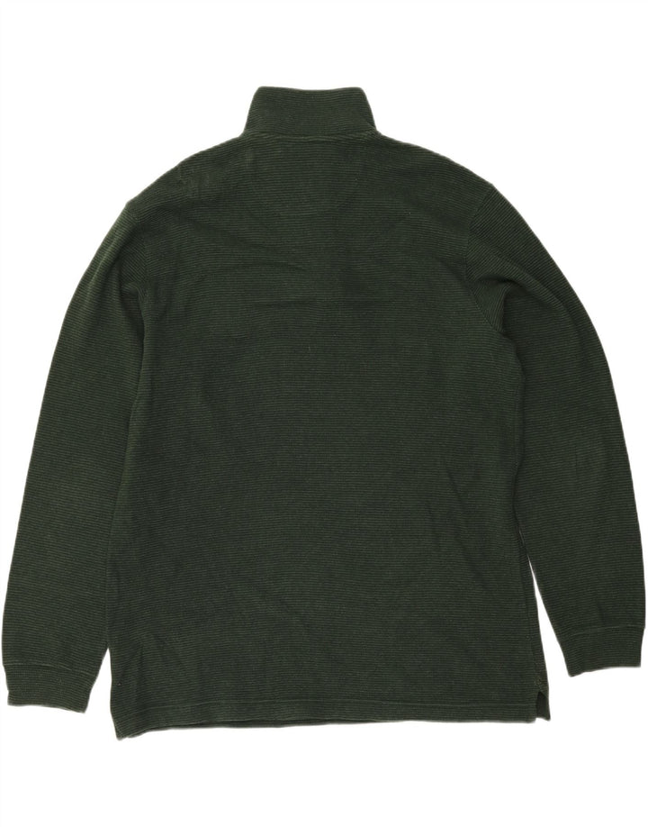CHAPS Mens Zip Neck Sweatshirt Jumper Medium Green Pinstripe Cotton Vintage Chaps and Second-Hand Chaps from Messina Hembry 