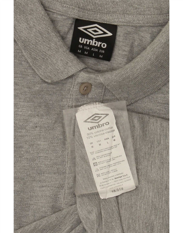 UMBRO Herren-Langarm-Poloshirt aus mittelgrauer Baumwolle
