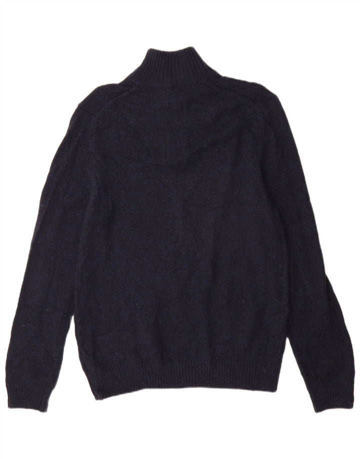Marks & Spencer Herre sweater med lynlåshals mellem marineblå lammeuld