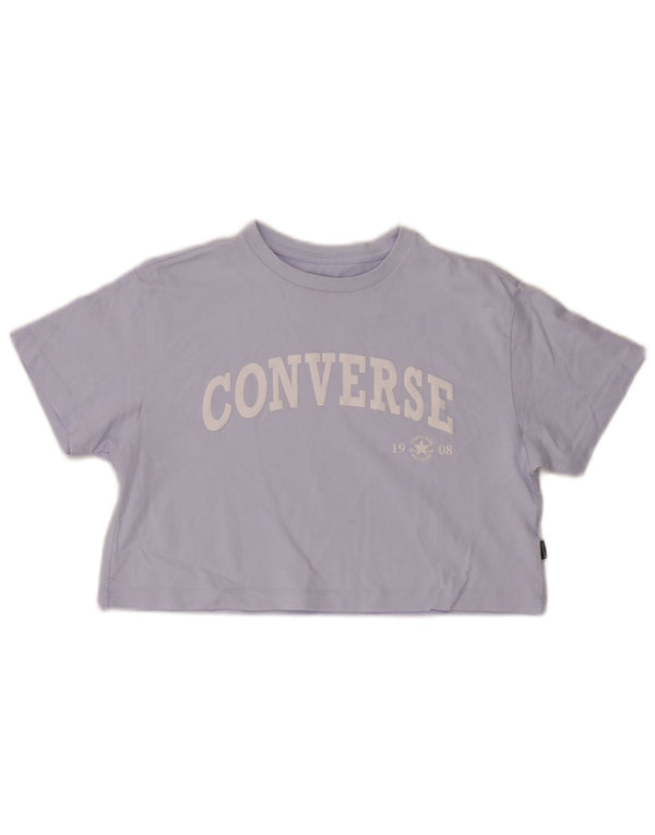 Converse Damen Crop Oversize Graphic T-Shirt Top UK 6 XS Lila