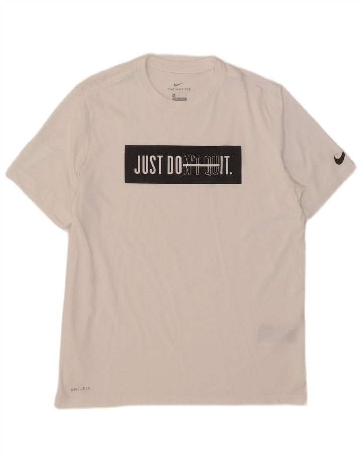 Nike Herren Dri Fit Graphic T-Shirt Top aus mittelweißer Baumwolle