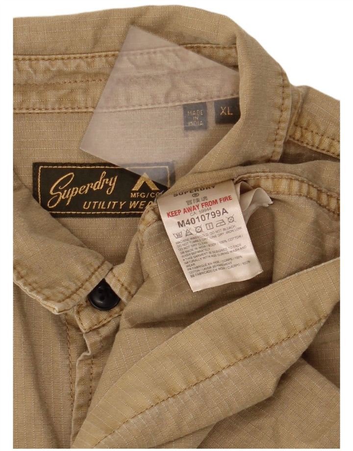 Superdry Mens Shirt XL Beige Cotton
