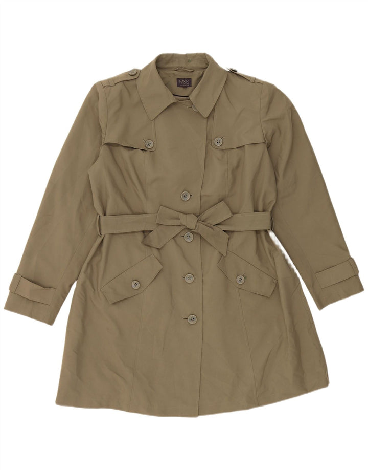 Marks & Spencer Womens Trench Coat UK 20 2XL Khaki Polyester
